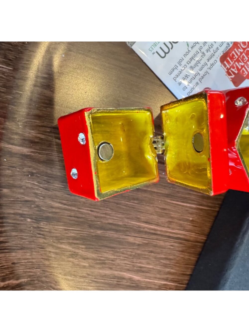 VTG Red Dice Trinket Box Enamel Rhinestones By Work Of Art Double Box 2.5" Tall - Picture 8 of 15
